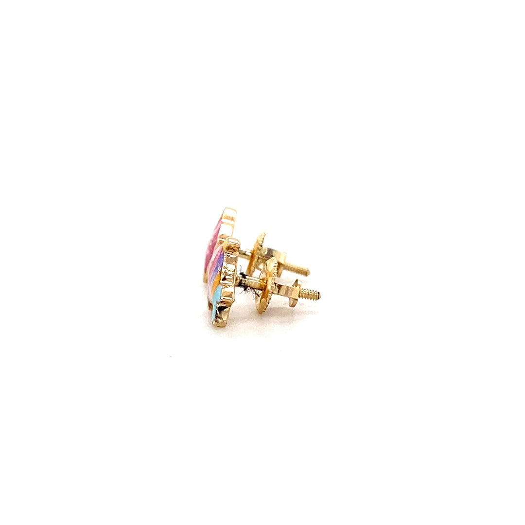 Kids Fish Diamond Stud Earrings, 14k Solid Gold With Enameling, Natural Diamonds, Kids jewelry, Gift for toddlers, girls and kids