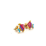 Load image into Gallery viewer, Kids Fish Diamond Stud Earrings, 14k Solid Gold With Enameling, Natural Diamonds, Kids jewelry, Gift for toddlers, girls and kids

