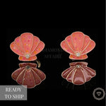 Load image into Gallery viewer, Kids Seashell Diamond Stud Earrings, 14k Solid Gold With Enameling, Natural Diamonds, Kids jewelry, Gift for toddlers, girls and kids
