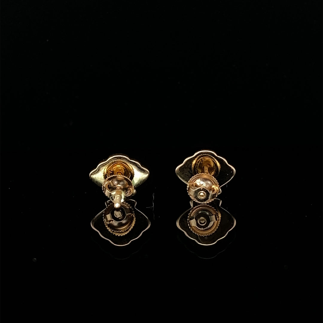 Kids Seashell Diamond Stud Earrings, 14k Solid Gold With Enameling, Natural Diamonds, Kids jewelry, Gift for toddlers, girls and kids