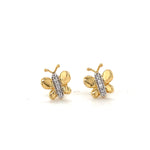 Load image into Gallery viewer, Kids Butterfly Diamond Stud Earrings, 14k Solid Gold, Natural Diamonds, Kids Jewelry, Gift for toddlers, girls and kids
