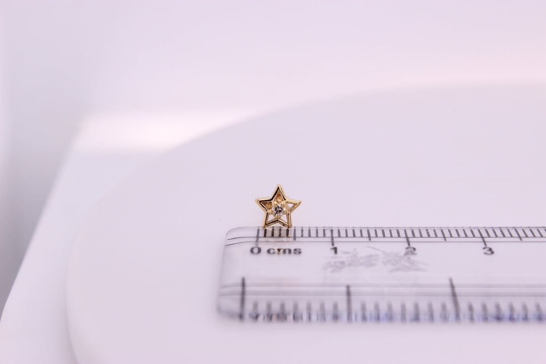 Kids Hollow Star Diamond Stud Earrings, 14k Solid Gold, Natural Diamonds, Kids jewelry, Gift for toddlers, girls and kids