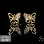 Load image into Gallery viewer, Kids Winged Butterfly Diamond Stud Earrings, 14k Solid Gold, Natural Diamonds, Kids jewelry, Gift for toddlers, girls and kids
