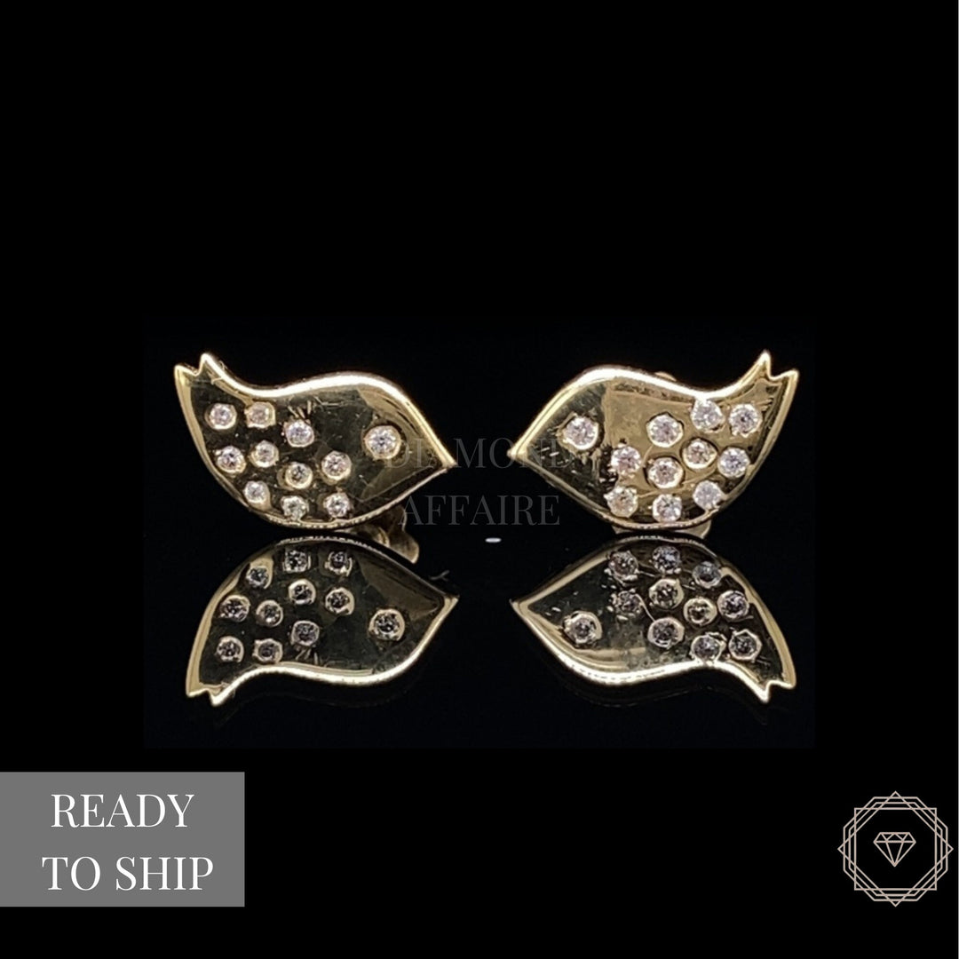 Kids Bird Diamond Stud Earrings, 14k Solid Gold, Natural Diamonds, Kids jewelry, Gift for toddlers, girls and kids