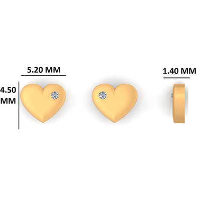 Kids Heart Diamond Stud Earrings, 14k Solid Gold, Natural Diamonds, Gift for toddlers/girls/kids, Ready To Ship, HRD Certified