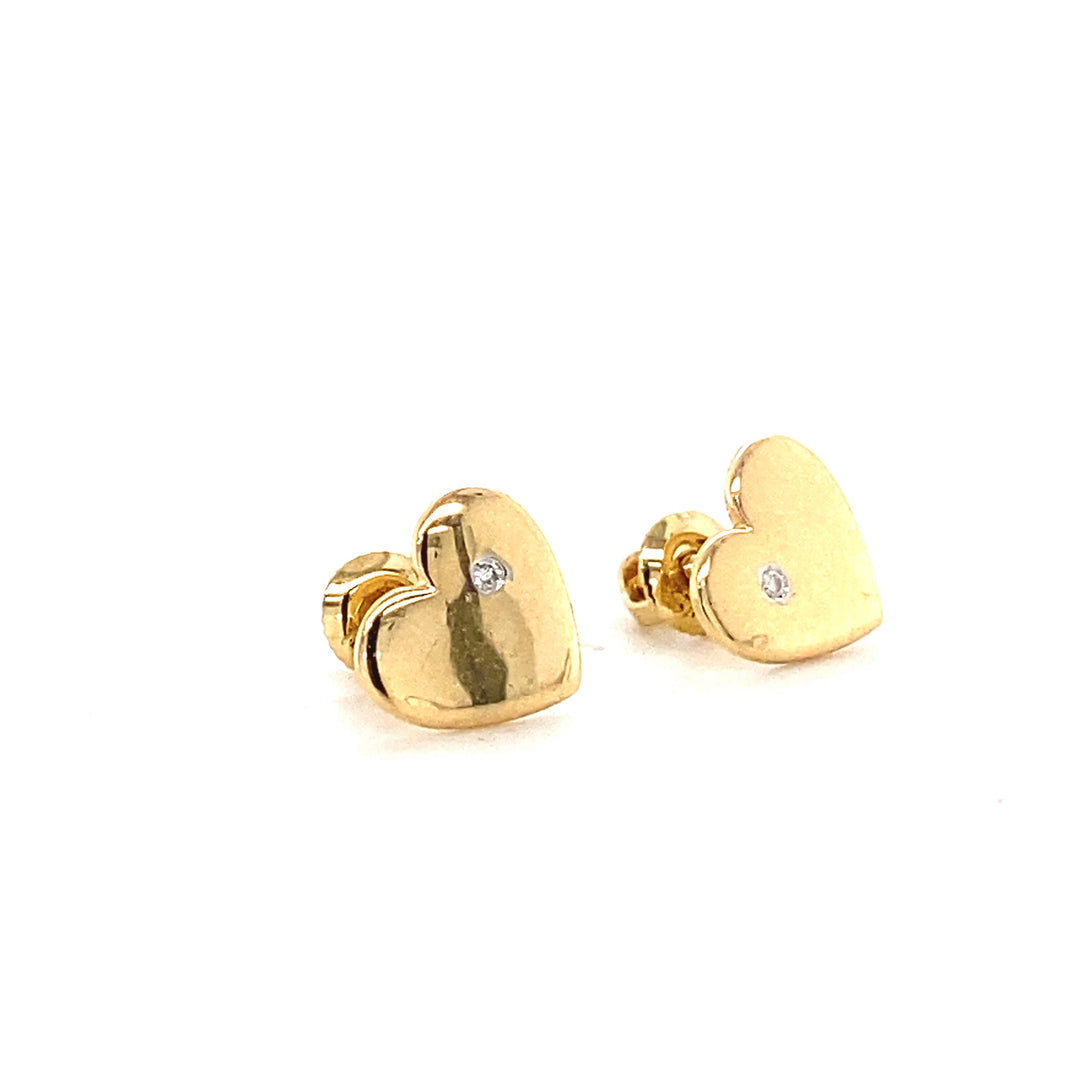 Kids Heart Diamond Stud Earrings, 14k Solid Gold, Natural Diamonds, Kids jewelry, Gift for toddlers, girls and kids