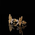 Load image into Gallery viewer, Kids Winged Butterfly Diamond Stud Earrings, 14k Solid Gold, Natural Diamonds, Kids Animal Jewelry, Gift for toddlers/girls, Ready To Ship
