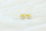 Load image into Gallery viewer, Kids Bow Diamond Stud Earrings, 14k Solid Gold, Natural Diamonds, Kids jewelry, Gift for toddlers, girls and kids

