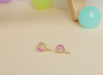 Load image into Gallery viewer, Kids Lollipop Diamond Stud Earrings, 14k Solid Gold With Enameling, Natural Diamonds, Kids Jewelry, Gift for toddlers, girls and kids
