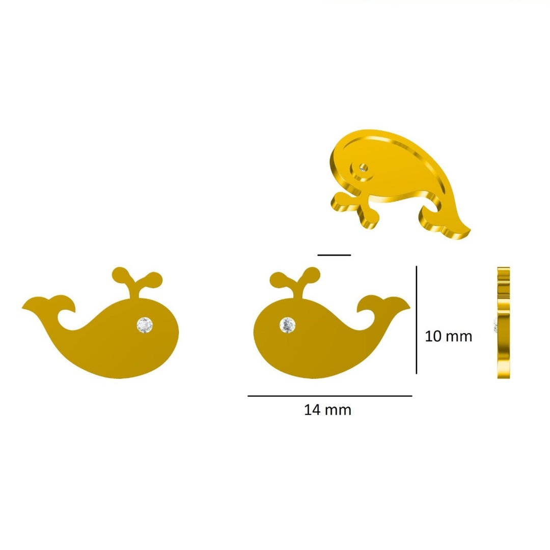 Kids Whale Diamond Stud Earrings, 14k Solid Gold, Natural Diamonds, Kids jewelry, Gift for toddlers/girls/kids, Ready to Ship