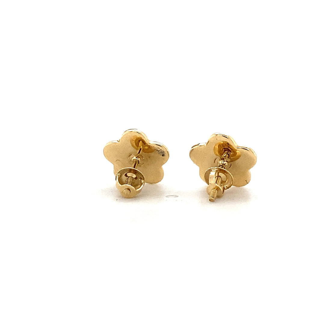 Kids Enameled Flower Diamond Stud Earrings, 14k Solid Gold, Natural Diamonds, Kids jewelry, Gift for toddlers, girls and kids