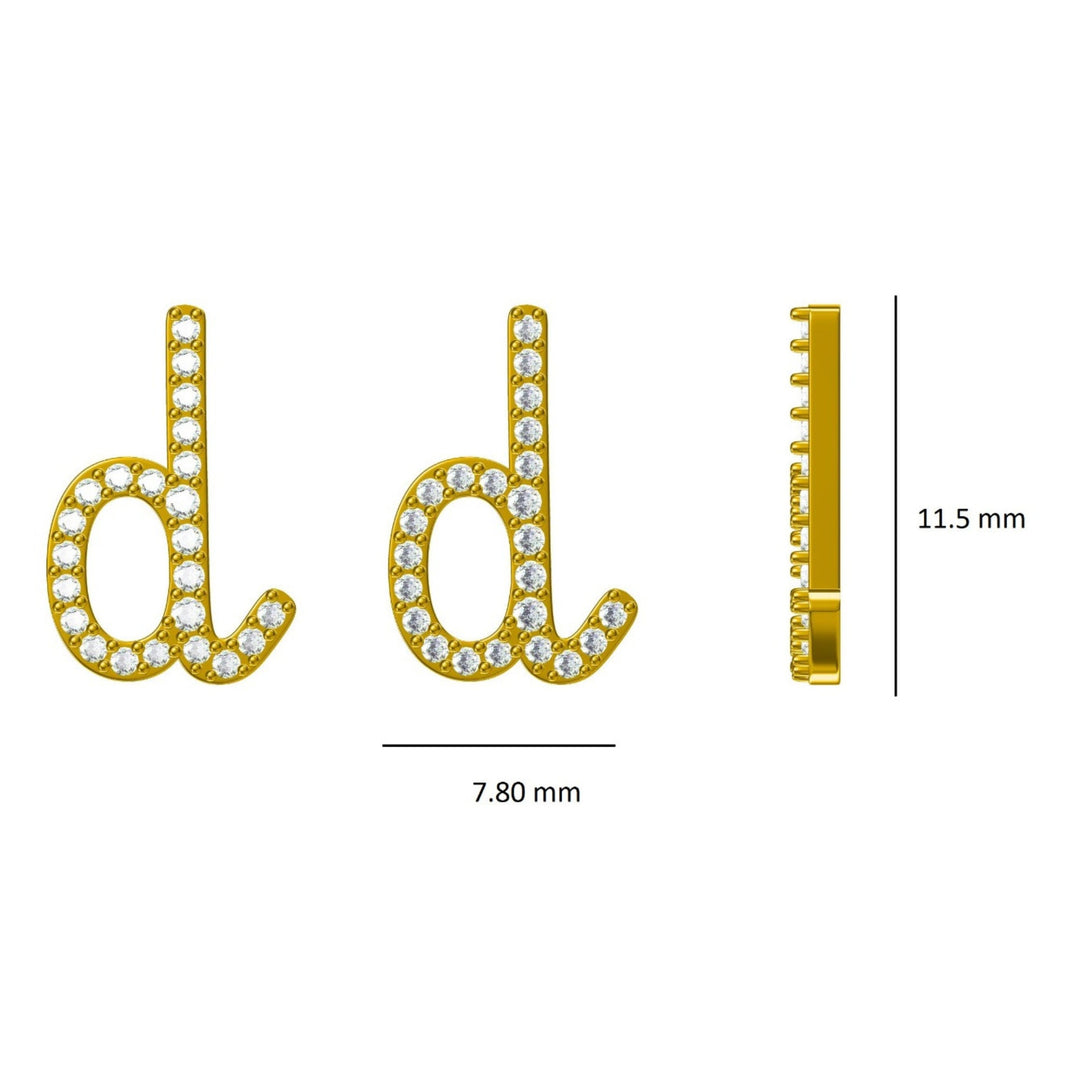 Kids Sparkling D-Initial Diamond Stud Earrings, 14k Solid Gold, Natural Diamonds, Kids jewelry, Gift for toddlers, girls and kids