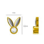 Load image into Gallery viewer, Kids Enameled Bunny Ears Diamond Stud Earrings, 14k Solid Gold, Natural Diamonds, Kids jewelry, Gift for toddlers, girls and kids
