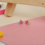 Load image into Gallery viewer, Kids Fish Diamond Stud Earrings, 14k Solid Gold With Enameling, Natural Diamonds, Kids jewelry, Gift for toddlers, girls and kids
