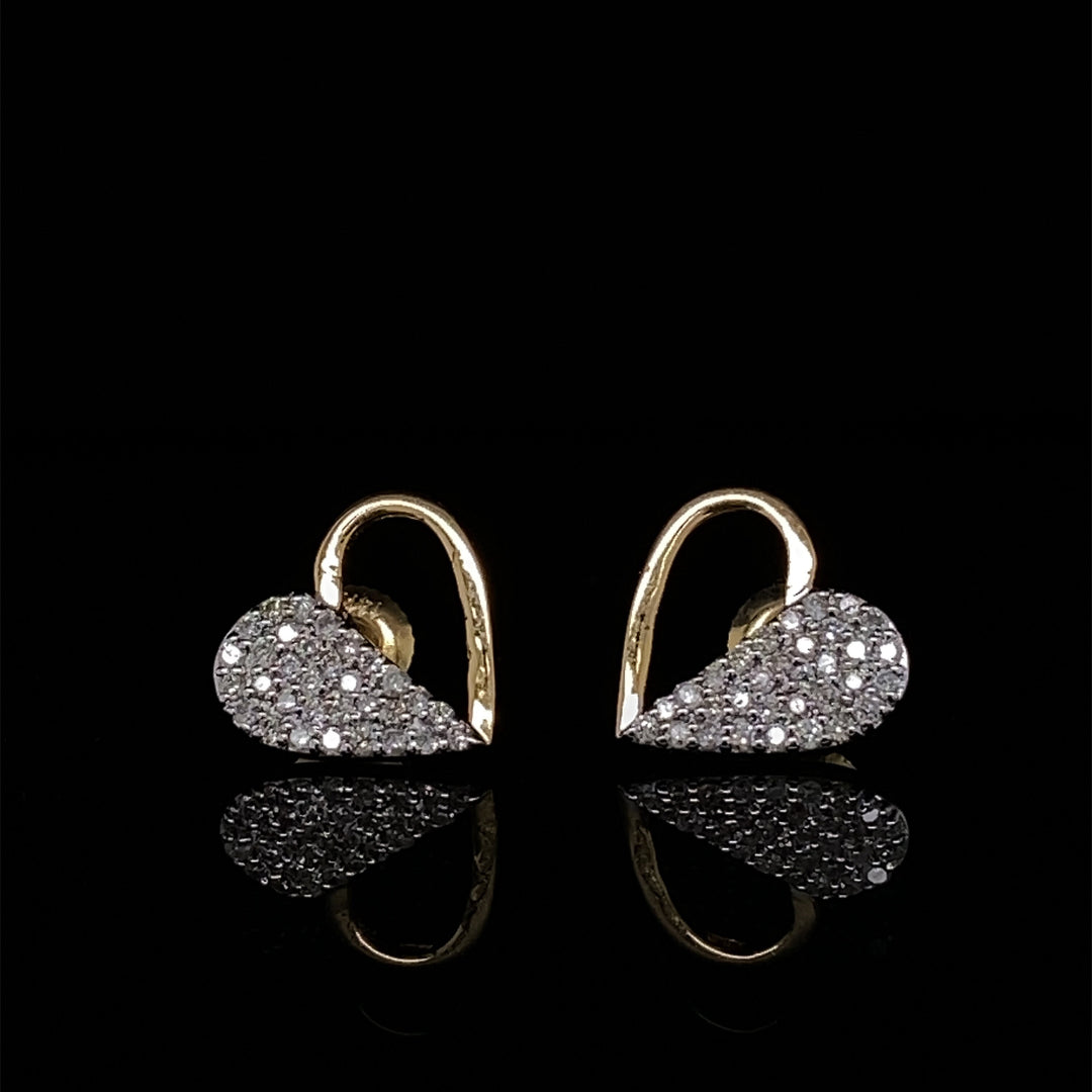 Kids Heart Diamond Stud Earrings, 14k Solid Gold, Natural Diamonds, Kids Jewelry, Gift for toddlers, girls and kids