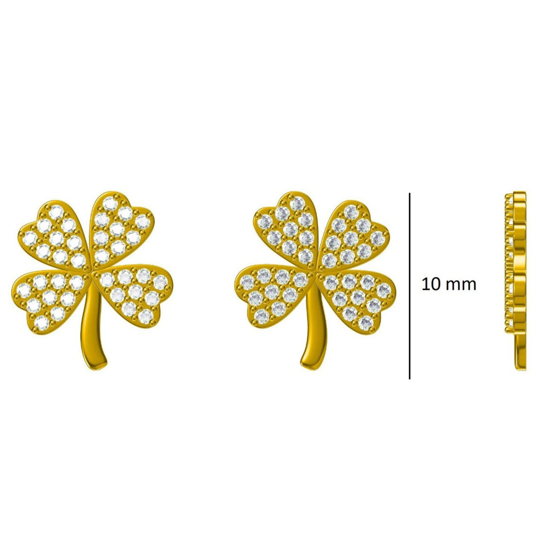Kids Leaf Clover Diamond Stud Earrings, 14k Solid Gold, Natural Diamonds, Kids Jewelry, Gift for toddlers, girls and kids