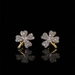Load image into Gallery viewer, Kids Leaf Clover Diamond Stud Earrings, 14k Solid Gold, Natural Diamonds, Kids Jewelry, Gift for toddlers, girls and kids
