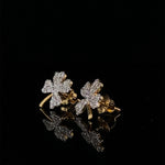 Load image into Gallery viewer, Kids Leaf Clover Diamond Stud Earrings, 14k Solid Gold, Natural Diamonds, Kids Jewelry, Gift for toddlers, girls and kids
