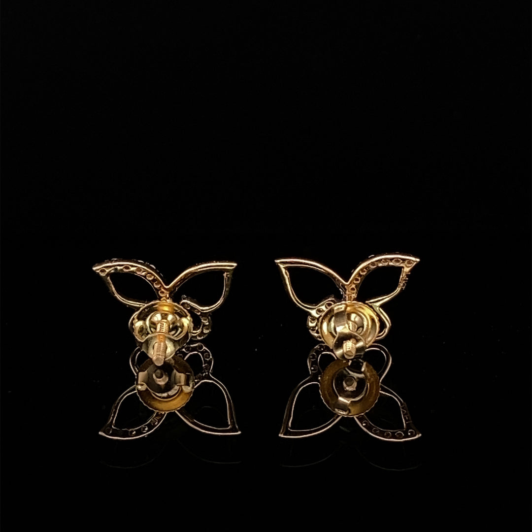 Kids Butterfly Diamond Stud Earrings, 14k Solid Gold, Natural Diamonds, Kids Jewelry, Gif for toddlers, girls and kids