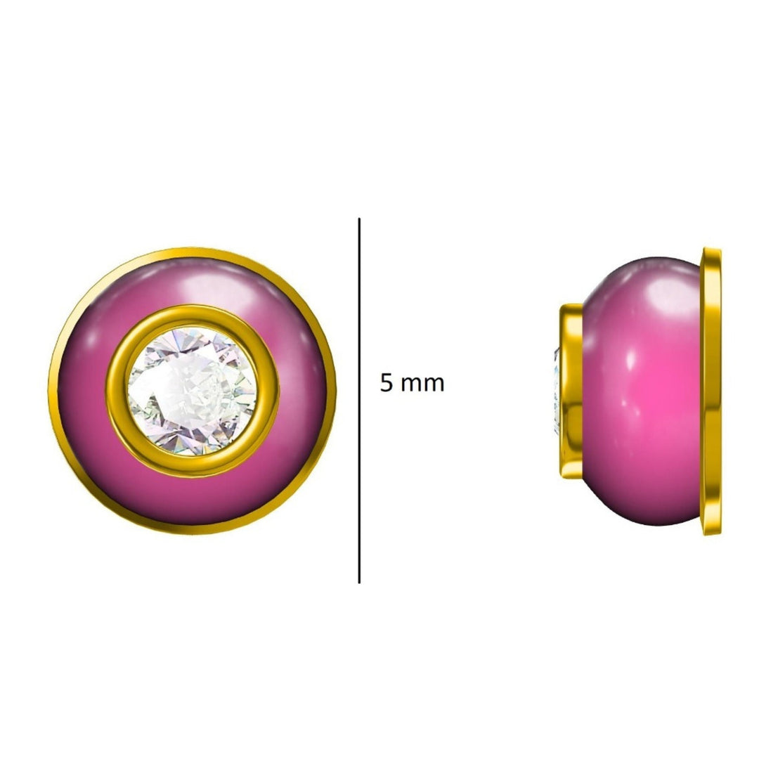 Kids Enameled Diamond Stud Earrings, 14k Solid Gold, Natural Diamonds, Everyday Jewelry, Gift for girls, Ready To Ship, HRD Certified