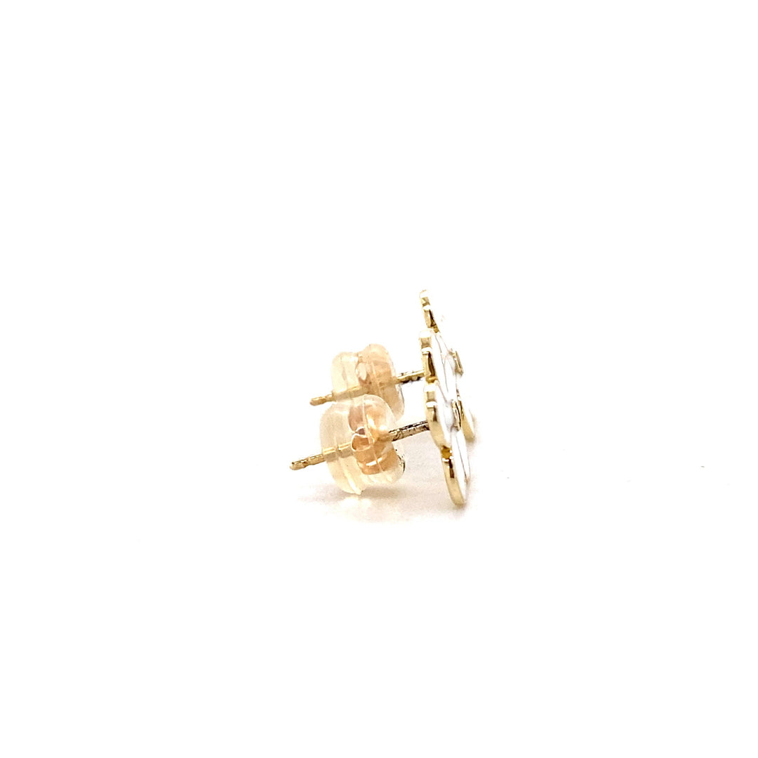 Kids Enameled Flower Diamond Stud Earrings, 14k Solid Gold, Natural Diamonds, Kids Jewelry, Gift for toddlers, girls and kids