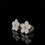 Load image into Gallery viewer, Kids Enameled Flower Diamond Stud Earrings, 14k Solid Gold, Natural Diamonds, Kids Jewelry, Gift for toddlers, girls and kids
