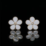 Load image into Gallery viewer, Kids Enameled Flower Diamond Stud Earrings, 14k Solid Gold, Natural Diamonds, Kids Jewelry, Gift for toddlers, girls and kids
