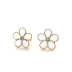 Load image into Gallery viewer, Kids Enameled Flower Diamond Stud Earrings, 14k Solid Gold, Natural Diamonds, Kids Jewelry, Gift for toddlers, girls and kids
