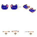 Load image into Gallery viewer, Kids Cat Diamond Stud Earrings, 14k Solid Gold With Enameling, Natural Diamonds, Kids Jewelry, Gift for toddlers, girls and kids
