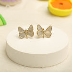 Load image into Gallery viewer, Kids Mother Of Pearl Butterfly Diamond Stud Earrings, 14k Solid Gold, Natural Diamonds, Kids Jewelry, Gift for toddlers/girls, Ready To Ship
