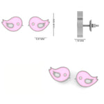 Load image into Gallery viewer, Kids Pink Bird Diamond Stud Earrings, 14k Solid Gold With Enameling, Natural Diamonds, Kids Jewelry, Gift for toddlers, girls and kids
