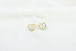 Load image into Gallery viewer, Kids Heart Diamond Stud Earrings, 14k Solid Gold, Natural Diamonds, Kids Jewelry, Gift for toddlers, girls and kids

