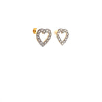 Load image into Gallery viewer, Kids Hollow Heart With Diamond Accents Stud Earrings, 14k Solid Gold, Natural Diamonds, Kids Jewelry, Gift for toddlers, girls and kids
