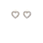 Load image into Gallery viewer, Kids Hollow Heart With Diamond Accents Stud Earrings, 14k Solid Gold, Natural Diamonds, Kids Jewelry, Gift for toddlers, girls and kids
