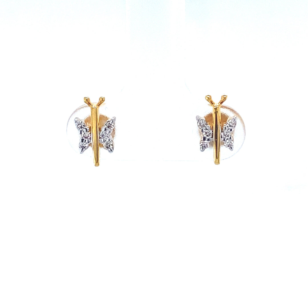 Kids Dragonfly Diamond Accents Stud Earrings, 14k Solid Gold, Natural Diamonds, Kids Jewelry, Gift for toddlers, girls and kids