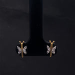 Load image into Gallery viewer, Kids Dragonfly Diamond Accents Stud Earrings, 14k Solid Gold, Natural Diamonds, Kids Jewelry, Gift for toddlers, girls and kids
