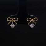 Load image into Gallery viewer, Kids Bow Diamond Stud Earrings, 14k Solid Gold, Natural Diamonds, Kids jewelry, Gift for toddlers, girls and kids
