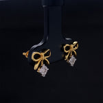Load image into Gallery viewer, Kids Bow Diamond Stud Earrings, 14k Solid Gold, Natural Diamonds, Kids jewelry, Gift for toddlers, girls and kids
