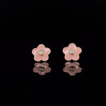Load image into Gallery viewer, Kids Enameled Flower Diamond Stud Earrings, 14k Solid Gold, Natural Diamonds, Kids jewelry, Gift for toddlers, girls and kids
