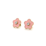 Load image into Gallery viewer, Kids Enameled Flower Diamond Stud Earrings, 14k Solid Gold, Natural Diamonds, Kids jewelry, Gift for toddlers, girls and kids
