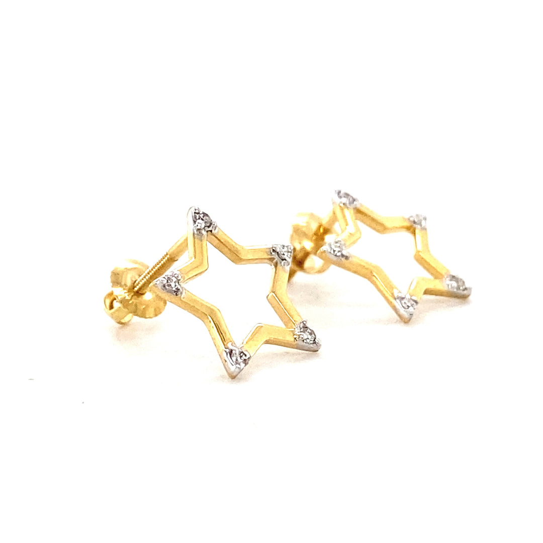 Kids Sparkling Star Diamond Stud Earrings, 14k Solid Gold, Natural Diamonds, Kids jewelry, Gift for toddlers, girls and kids Gift For Her