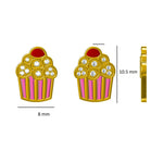 Load image into Gallery viewer, Kids Enameled Cupcake Diamond Stud Earrings, 14k Solid Gold, Natural Diamonds, Kids jewelry, Gift for toddlers, girls and kids
