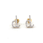 Load image into Gallery viewer, Kids Sparkling D-Initial Diamond Stud Earrings, 14k Solid Gold, Natural Diamonds, Kids jewelry, Gift for toddlers, girls and kids
