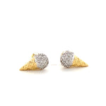 Load image into Gallery viewer, Kids Cone Ice Cream Diamond Stud Earrings, 14k Solid Gold, Natural Diamonds, Kids jewelry, Gift for toddlers, girls and kids
