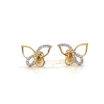 Load image into Gallery viewer, Kids Butterfly Diamond Stud Earrings, 14k Solid Gold, Natural Diamonds, Kids Jewelry, Gif for toddlers, girls and kids

