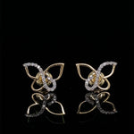 Load image into Gallery viewer, Kids Butterfly Diamond Stud Earrings, 14k Solid Gold, Natural Diamonds, Kids Jewelry, Gif for toddlers, girls and kids
