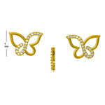 Load image into Gallery viewer, Kids Butterfly Diamond Stud Earrings, 14k Solid Gold, Natural Diamonds,  Open Wing Insect Jewelry, Gift for toddlers/girls, Ready To Ship
