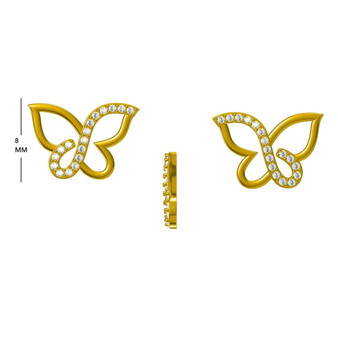 Kids Butterfly Diamond Stud Earrings, 14k Solid Gold, Natural Diamonds,  Open Wing Insect Jewelry, Gift for toddlers/girls, Ready To Ship