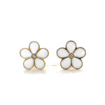 Load image into Gallery viewer, Kids Enameled Flower Diamond Stud Earrings, 14k Solid Gold, Natural Diamonds, Kids Jewelry, Gift for toddlers, girls and kids
