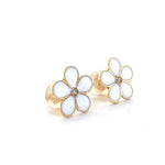 Load image into Gallery viewer, Kids Enameled Flower Diamond Stud Earrings, 14k Solid Gold, Natural Diamonds, Kids Jewelry, Gift for toddlers, girls and kids
